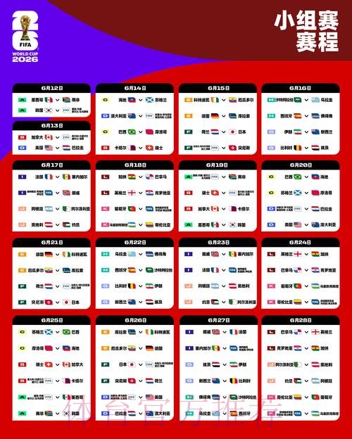 2026世界杯小组赛赛程今日比赛时间表怎么查